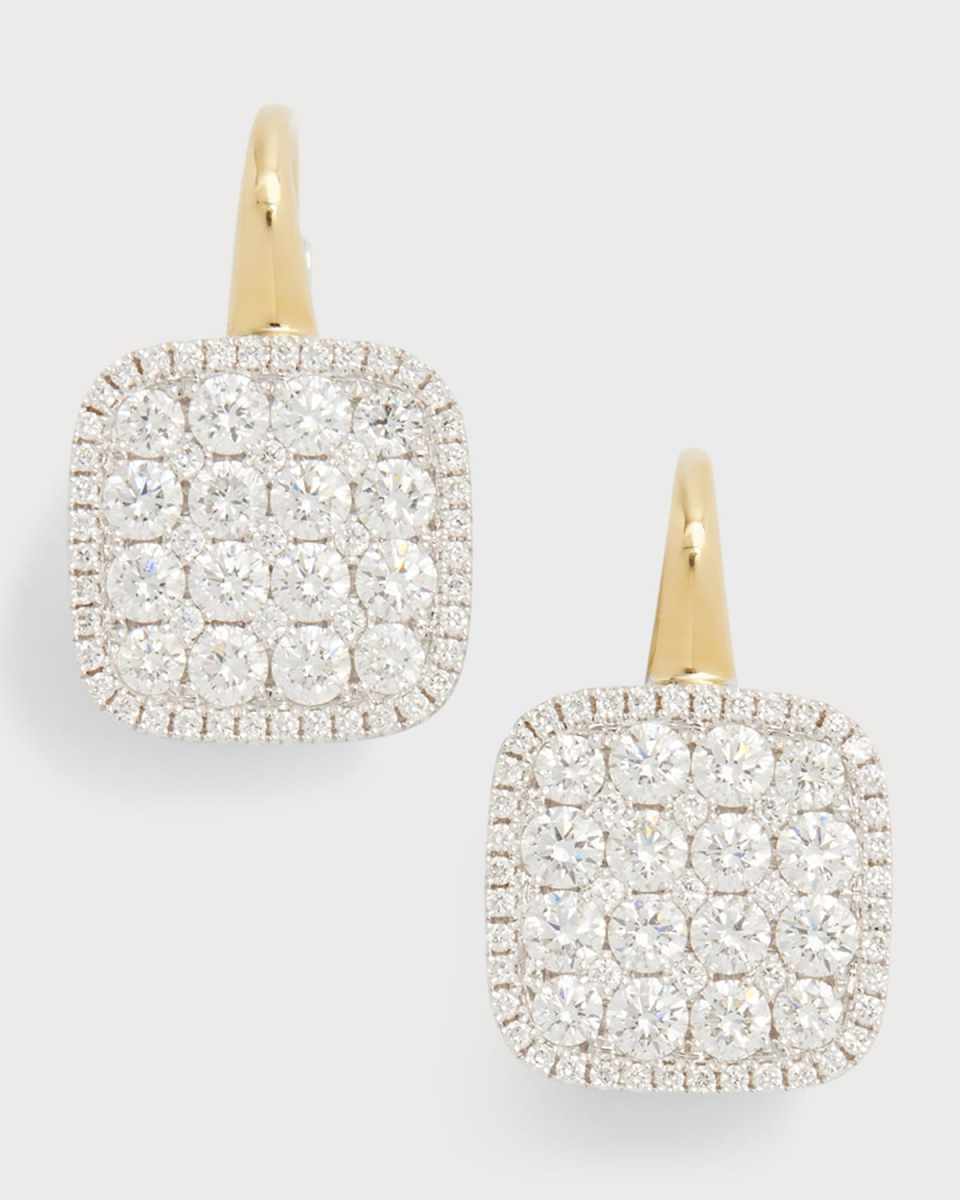 Yellow and White Gold Firenze II Diamond Cushion Polished Earrings